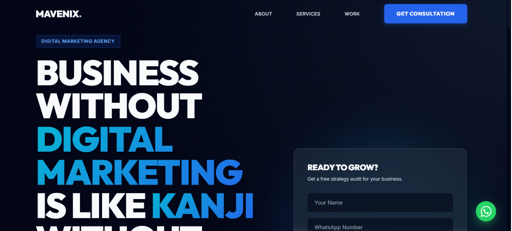 Mavenix Landing Page MVP Showcase